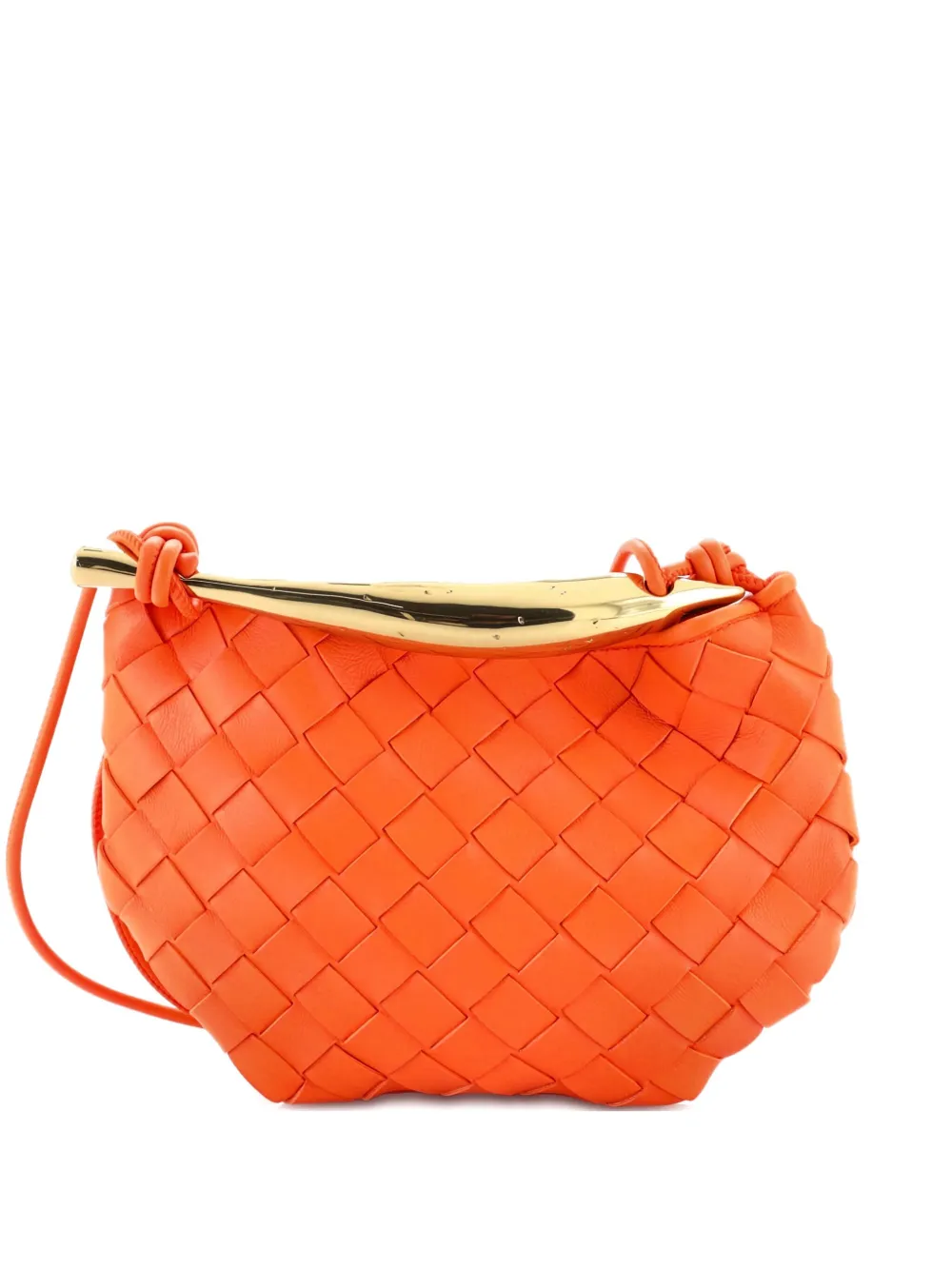 Pre-owned Bottega Veneta Sardine Top Handle Bag Intrecciato Nappa Mini Satchel In Orange