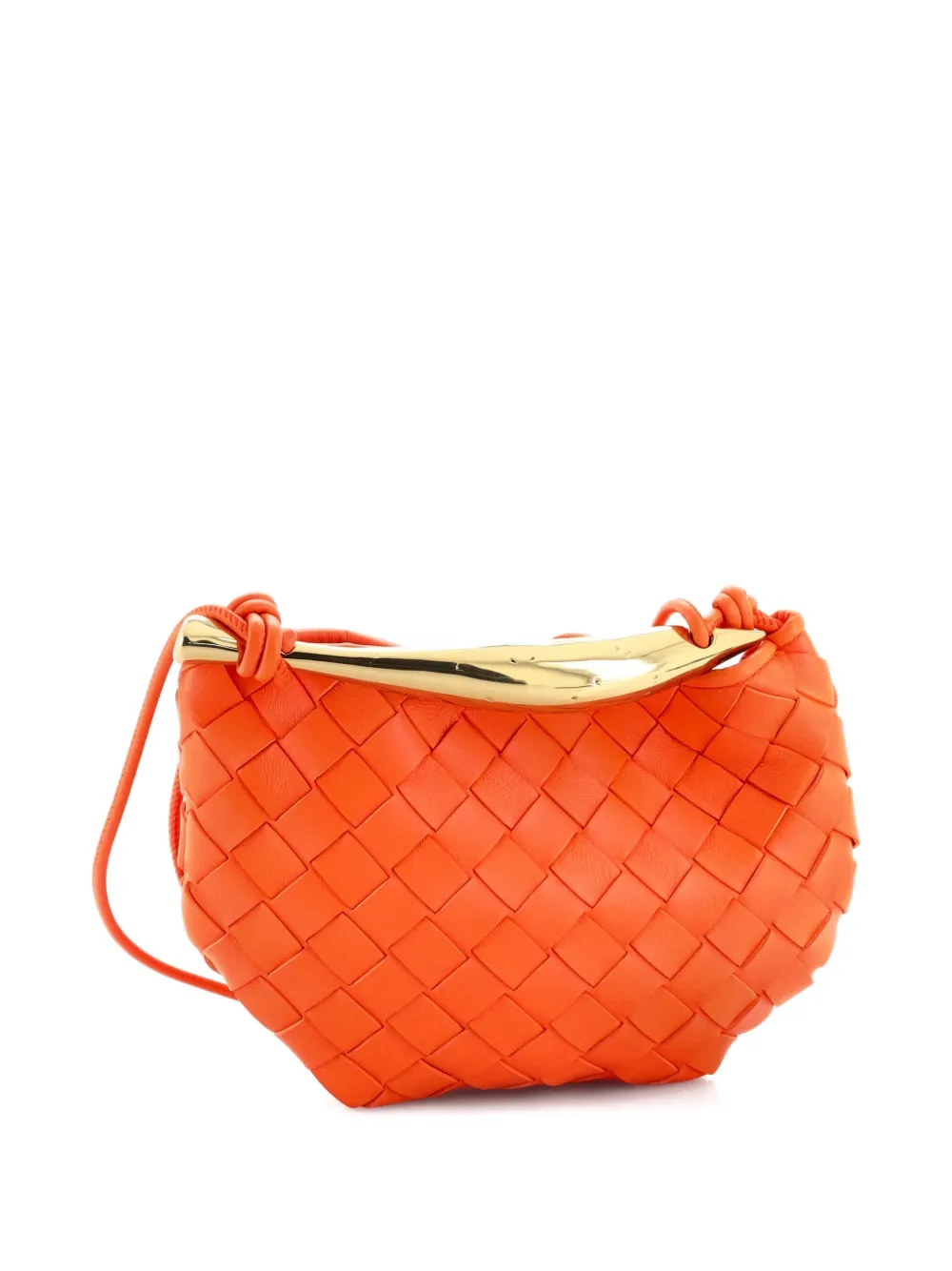 Pre-owned Bottega Veneta Sardine Top Handle Bag Intrecciato Nappa Mini Satchel In Orange