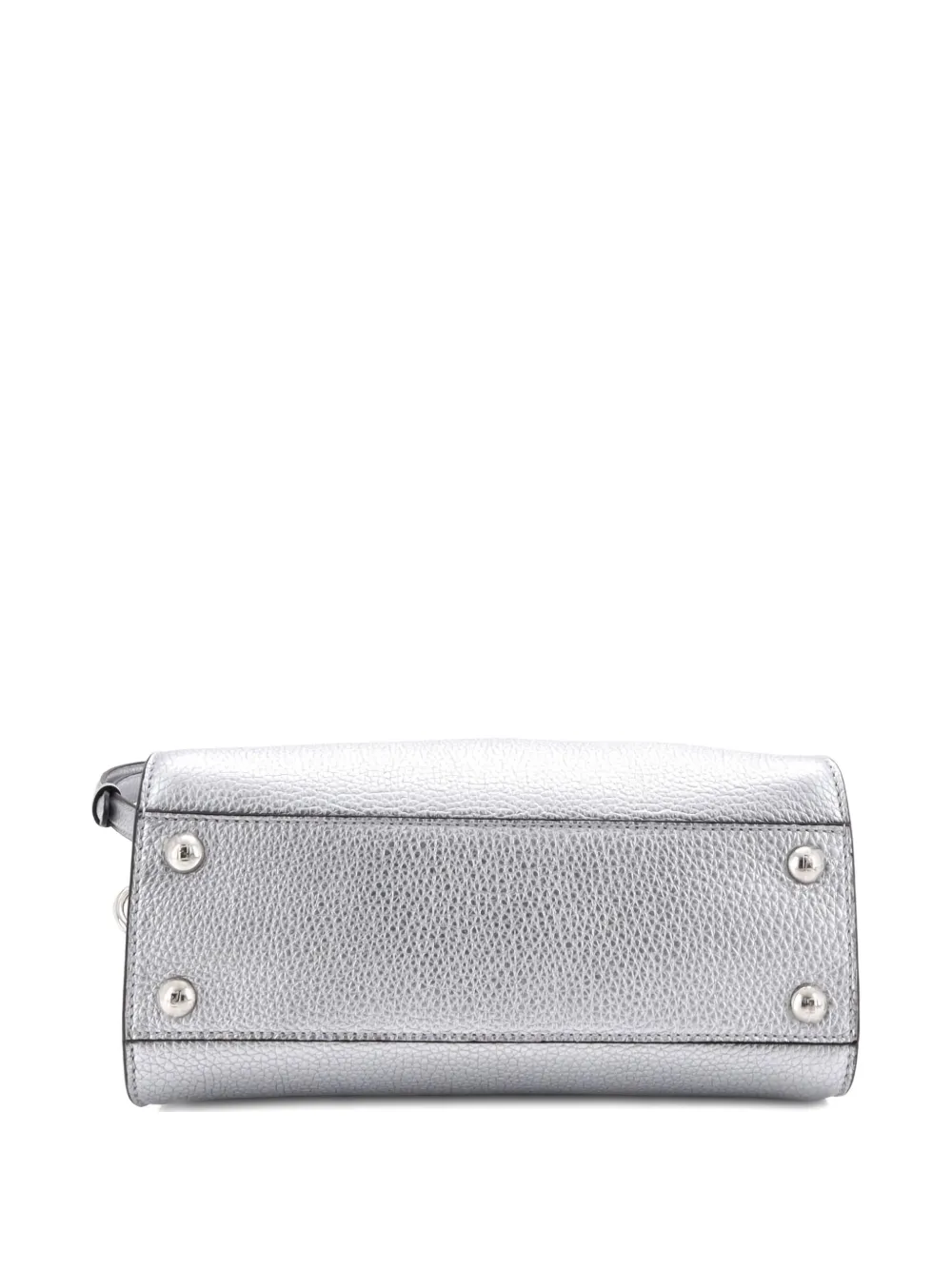 Pre-owned Fendi Selleria Peekaboo Bag Leather Mini Satchel In Silver