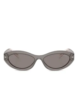PRADA プラダ サングラス グレー系レンズ メタルフレーム ロゴ入り ケース Prada Eyewear プラダ シンボル オーバルサングラス | グレー