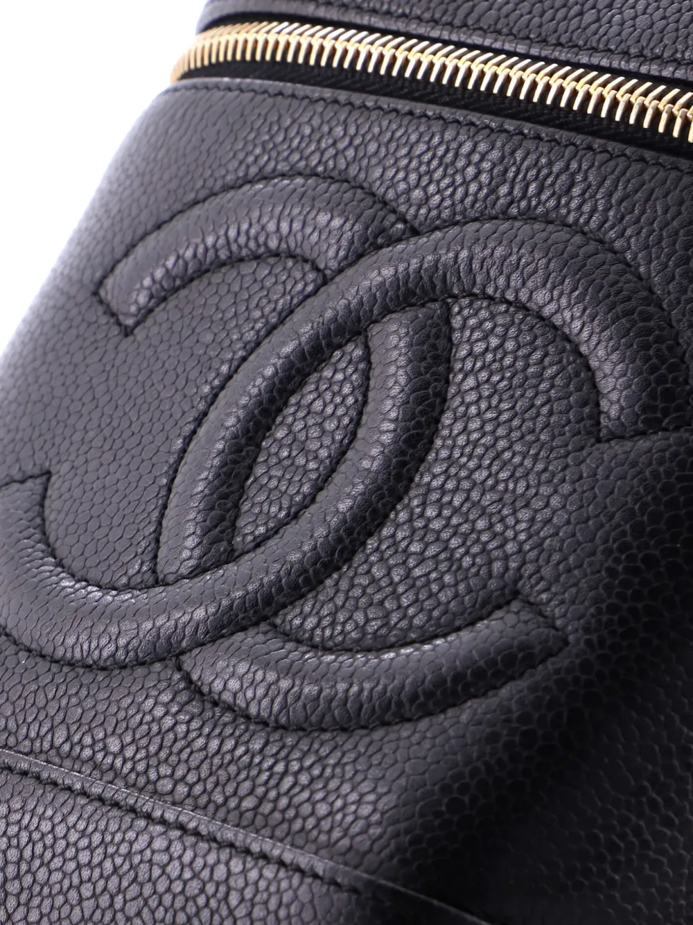 Pre-owned Chanel Timeless Cosmetic Case Caviar Tall Pouch In Black
