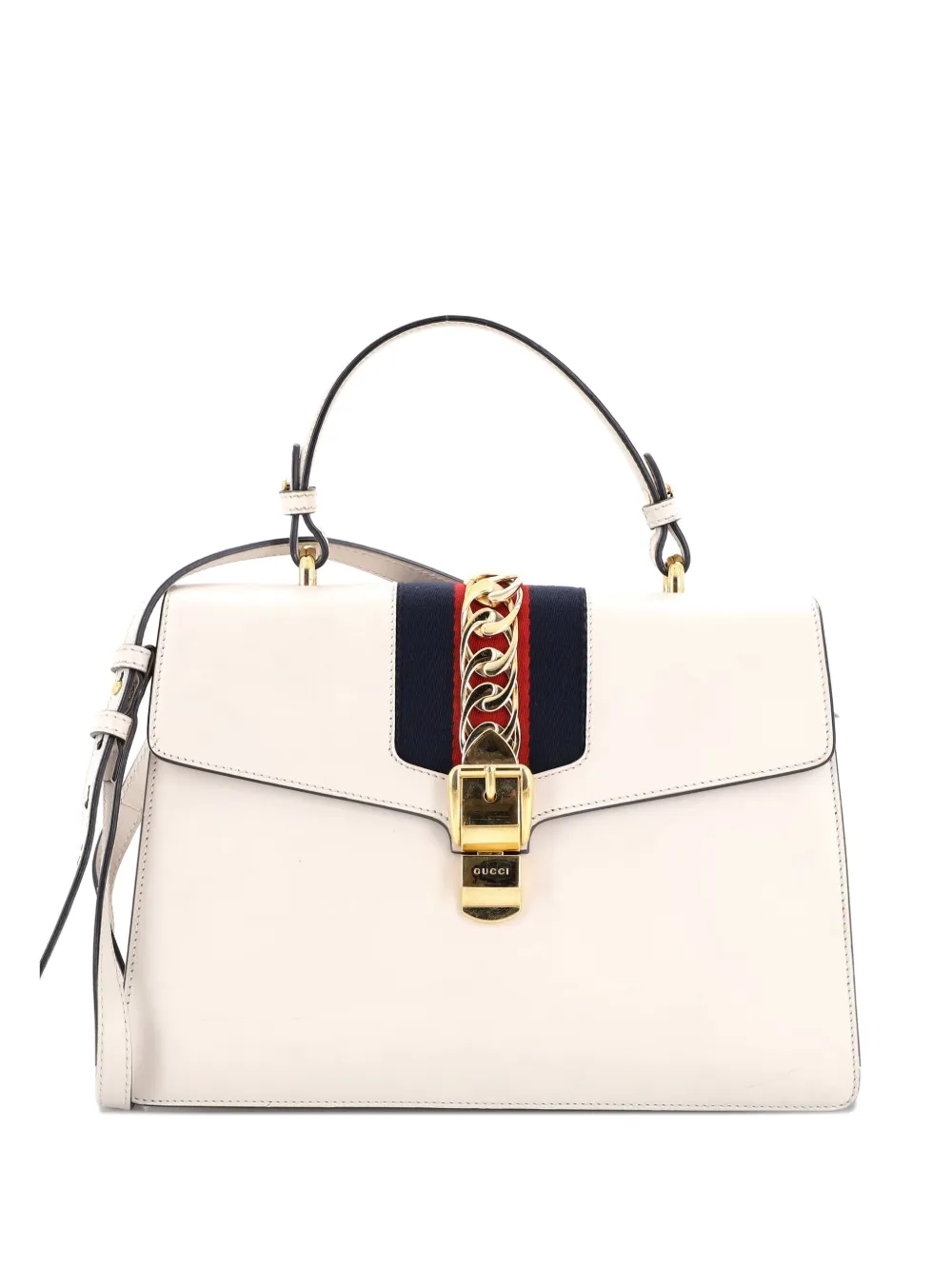 Gucci Pre-Owned Sylvie Top Handle Bag Leather Medium satchel - ニュートラル