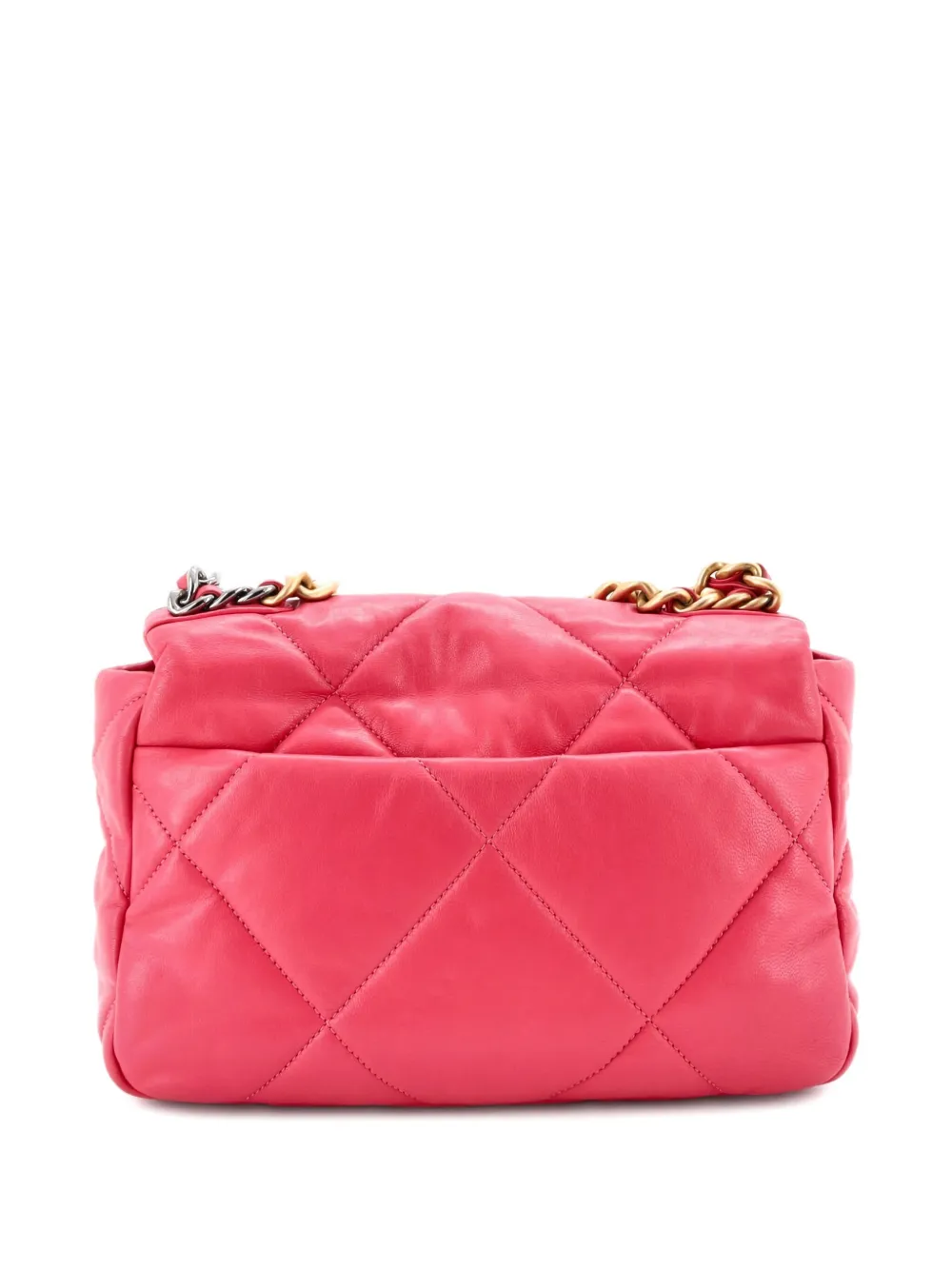 Pre-owned Chanel 19 Flap Bag Quilted Leather Medium Crossbody Bag In Pink