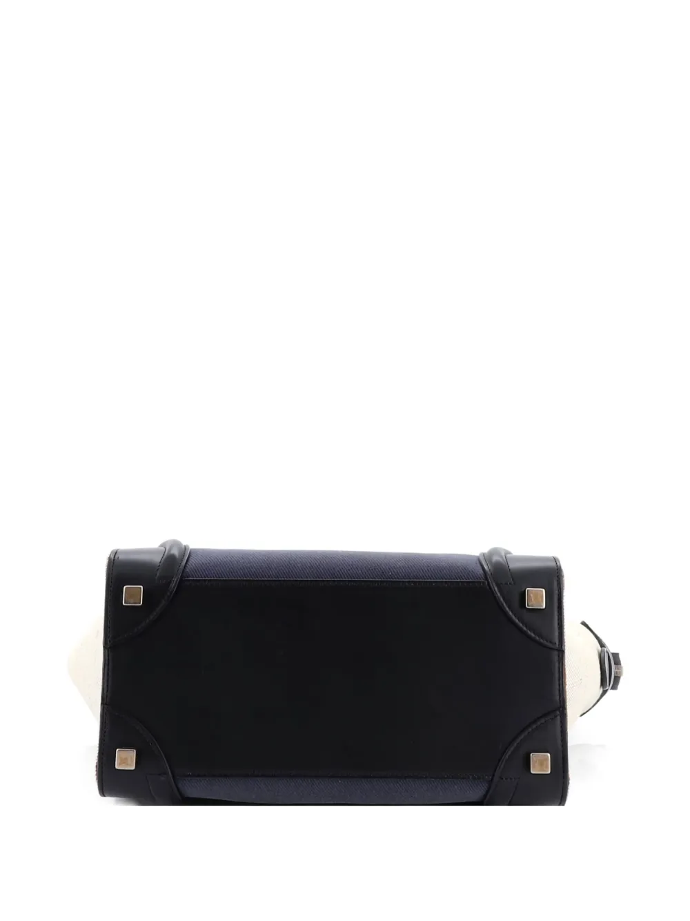 Pre-owned Celine Luggage Bag Canvas And Leather Mini Satchel In Blue