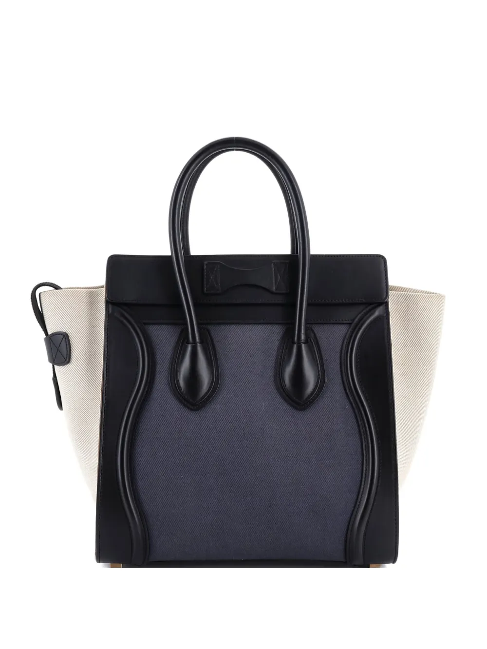 Pre-owned Celine Luggage Bag Canvas And Leather Mini Satchel In Blue