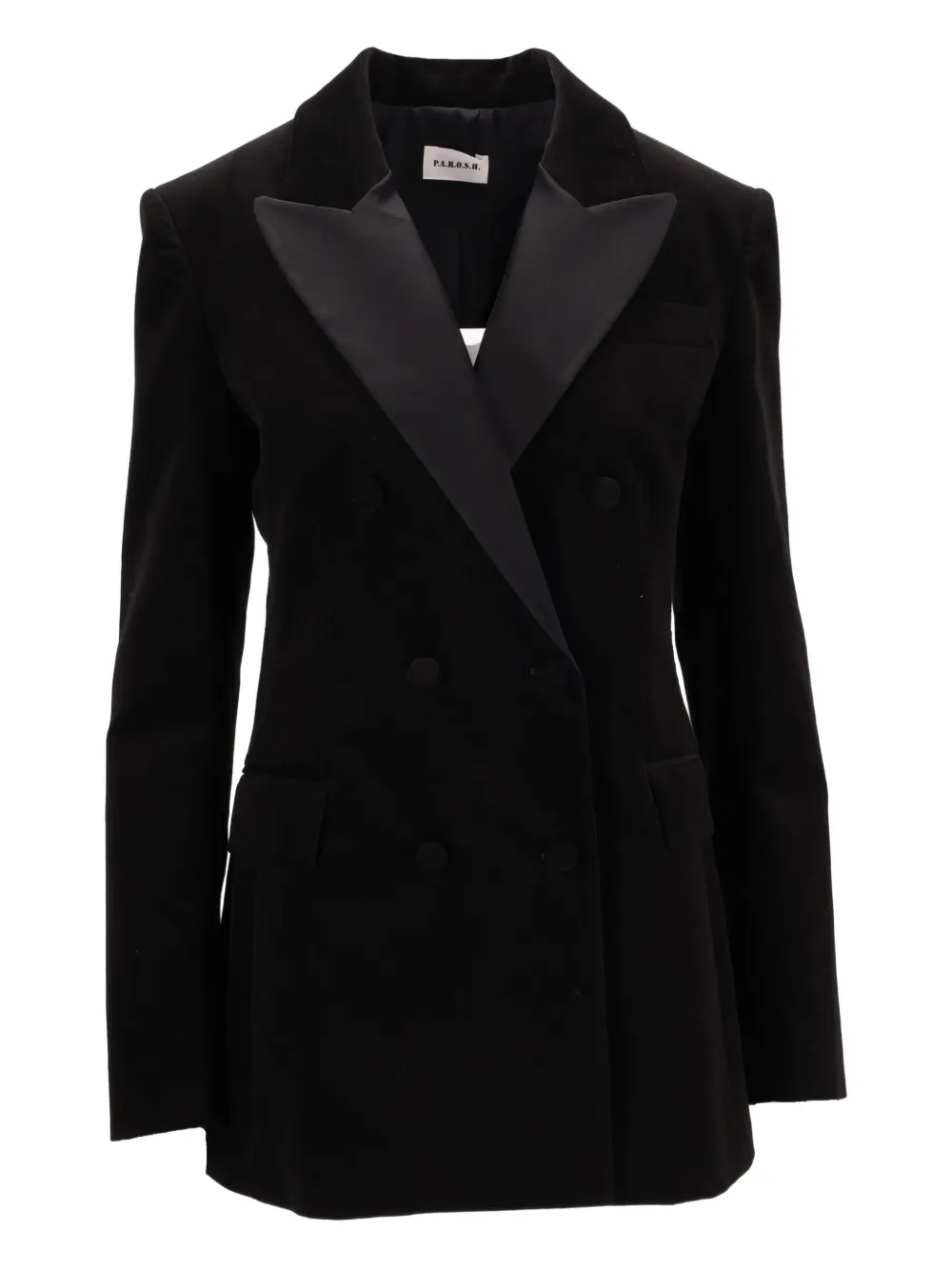 P.a.r.o.s.h Tailored Jacket With Padded Shoulders And Pockets In Black