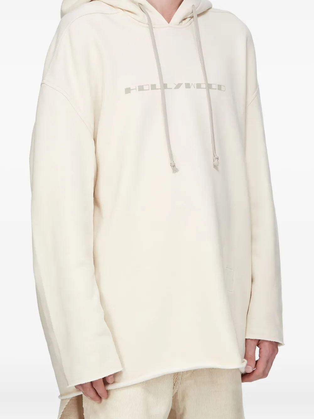 Rick Owens Beige Long Sleeves Logo Hoodie In Neutral