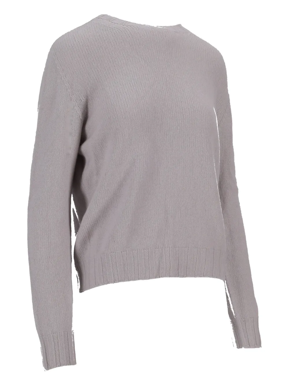 La Rose Ribbed Round-neck Sweater In Gray