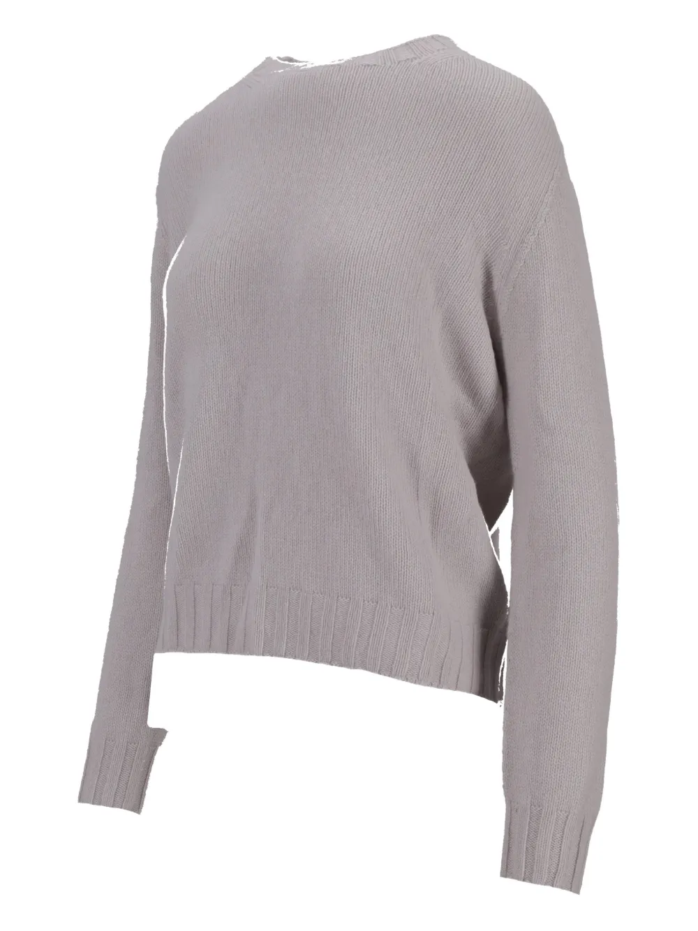 La Rose Ribbed Round-neck Sweater In Gray