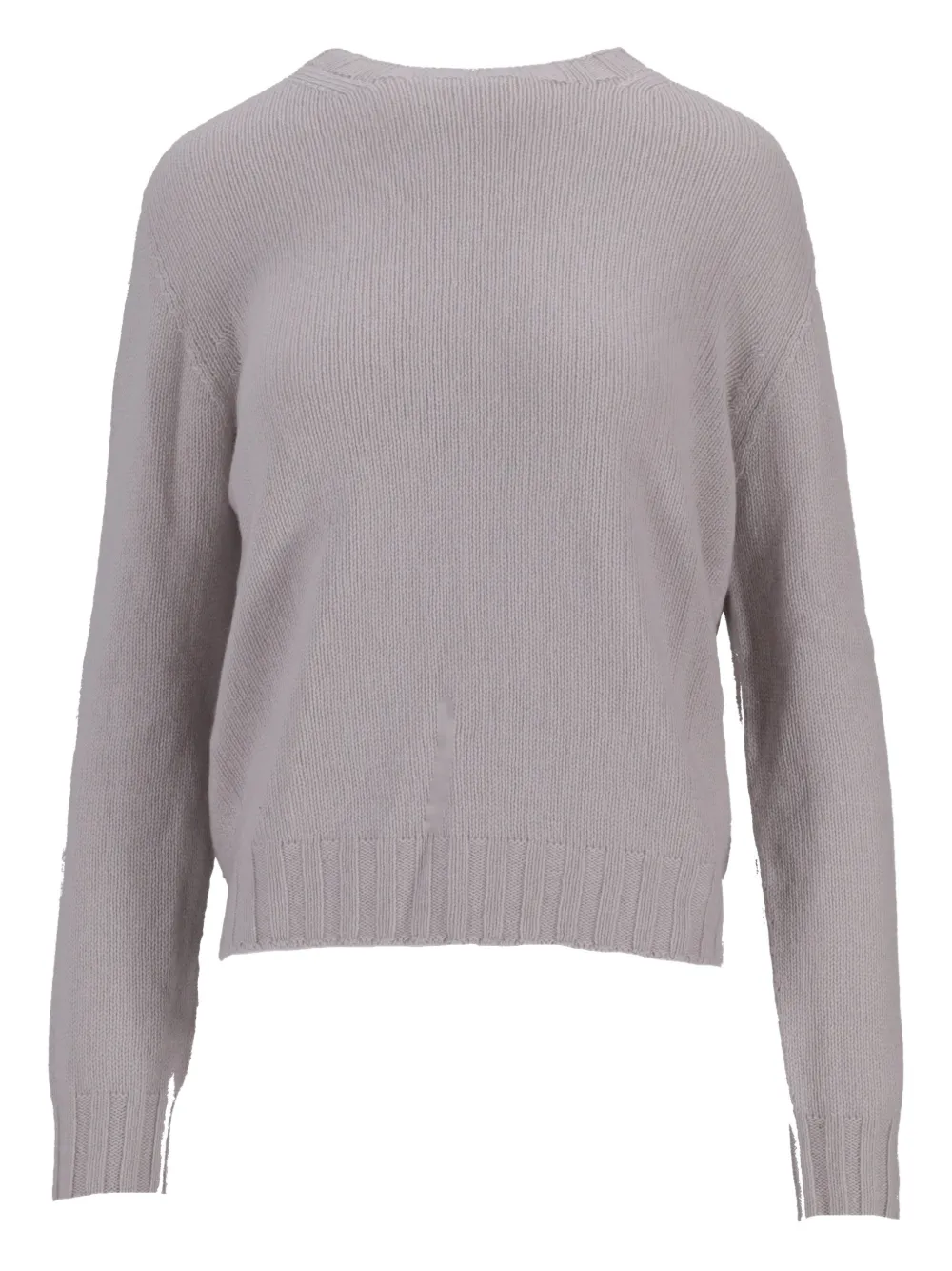 La Rose Ribbed Round-neck Sweater In Gray