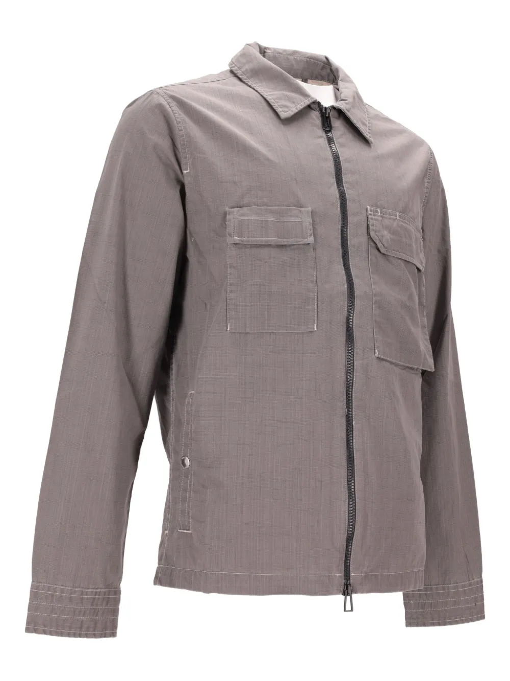 Paul Smith Coated Slub Zip-up Overshirt In Brown