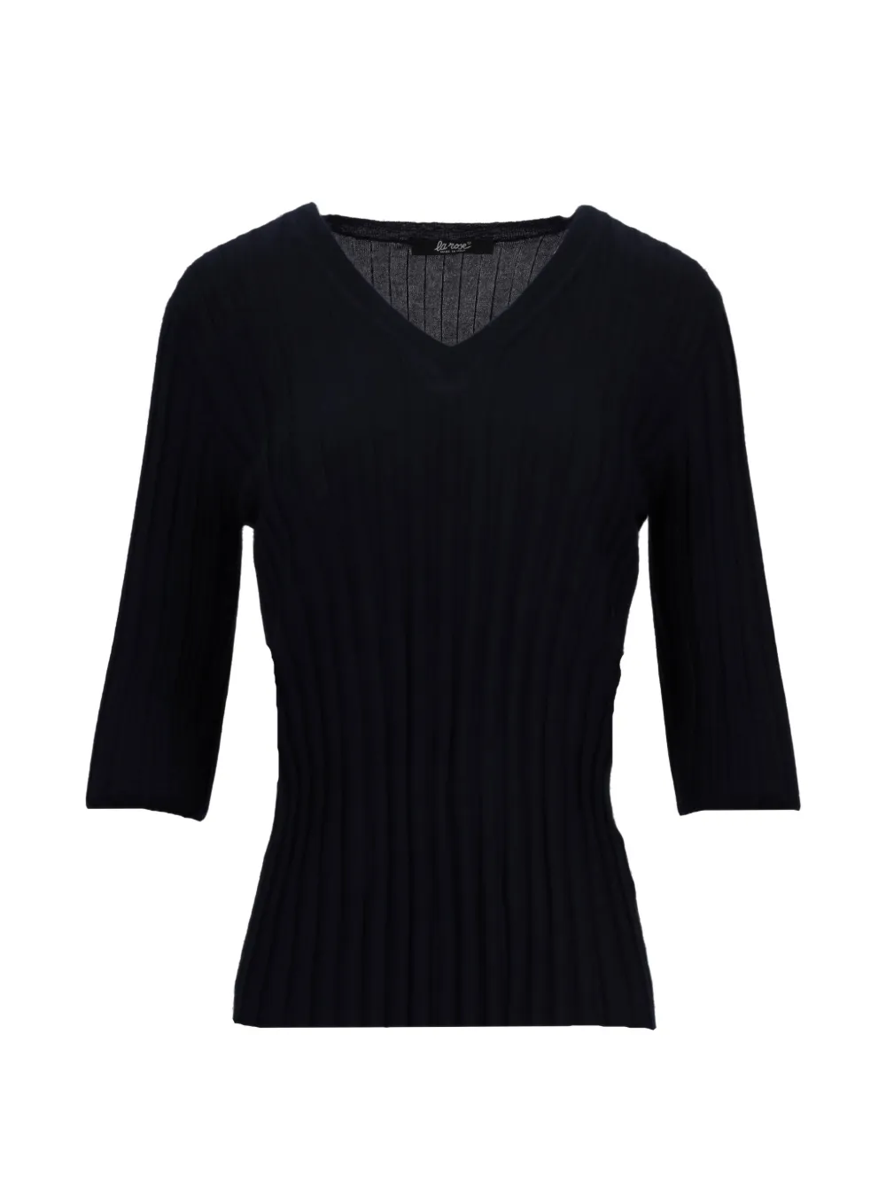 La-Rose ribbed-knit V-neck top - Nero