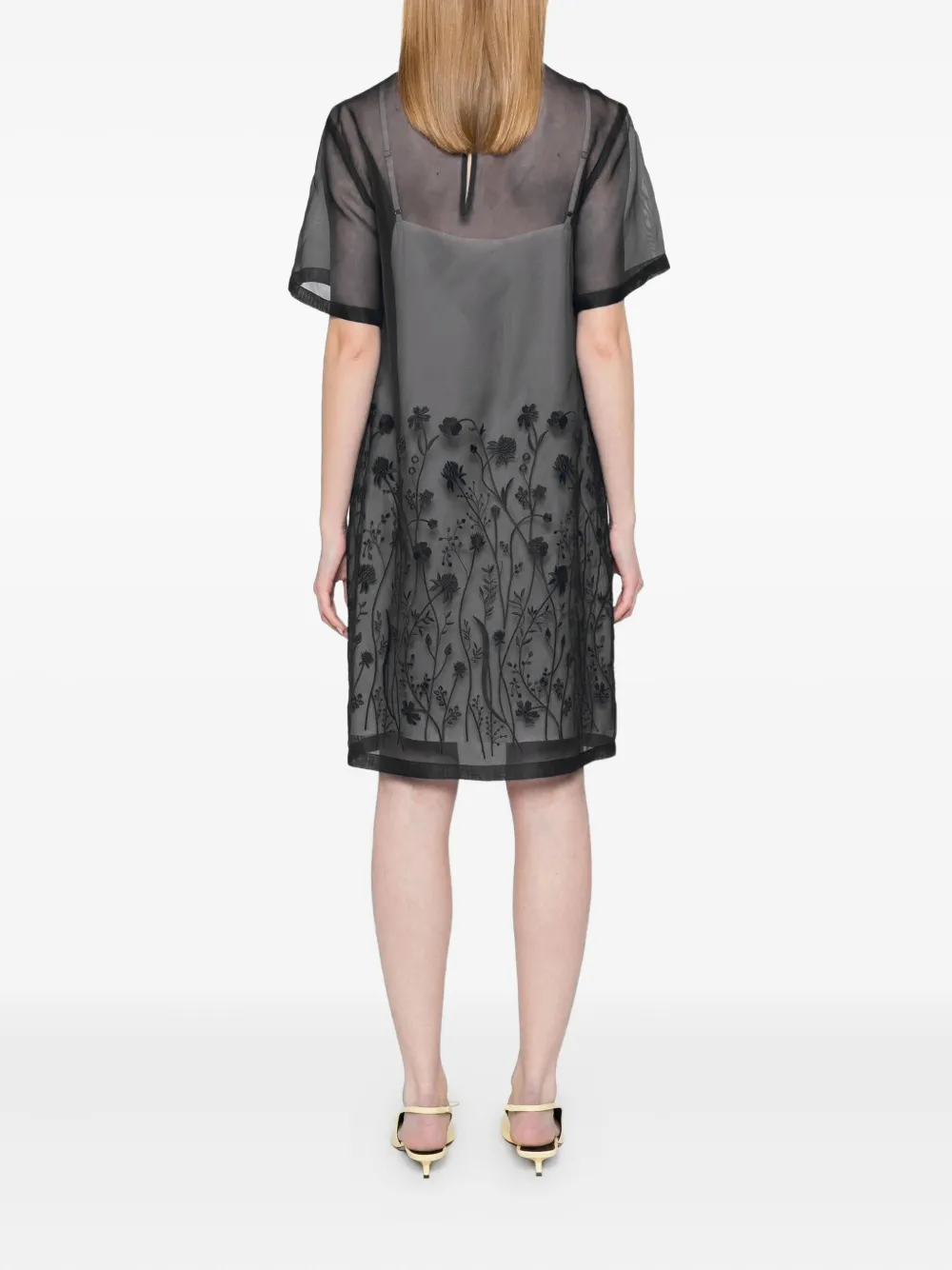 P.A.R.O.S.H. Midi-jurk met bloemdetail Zwart