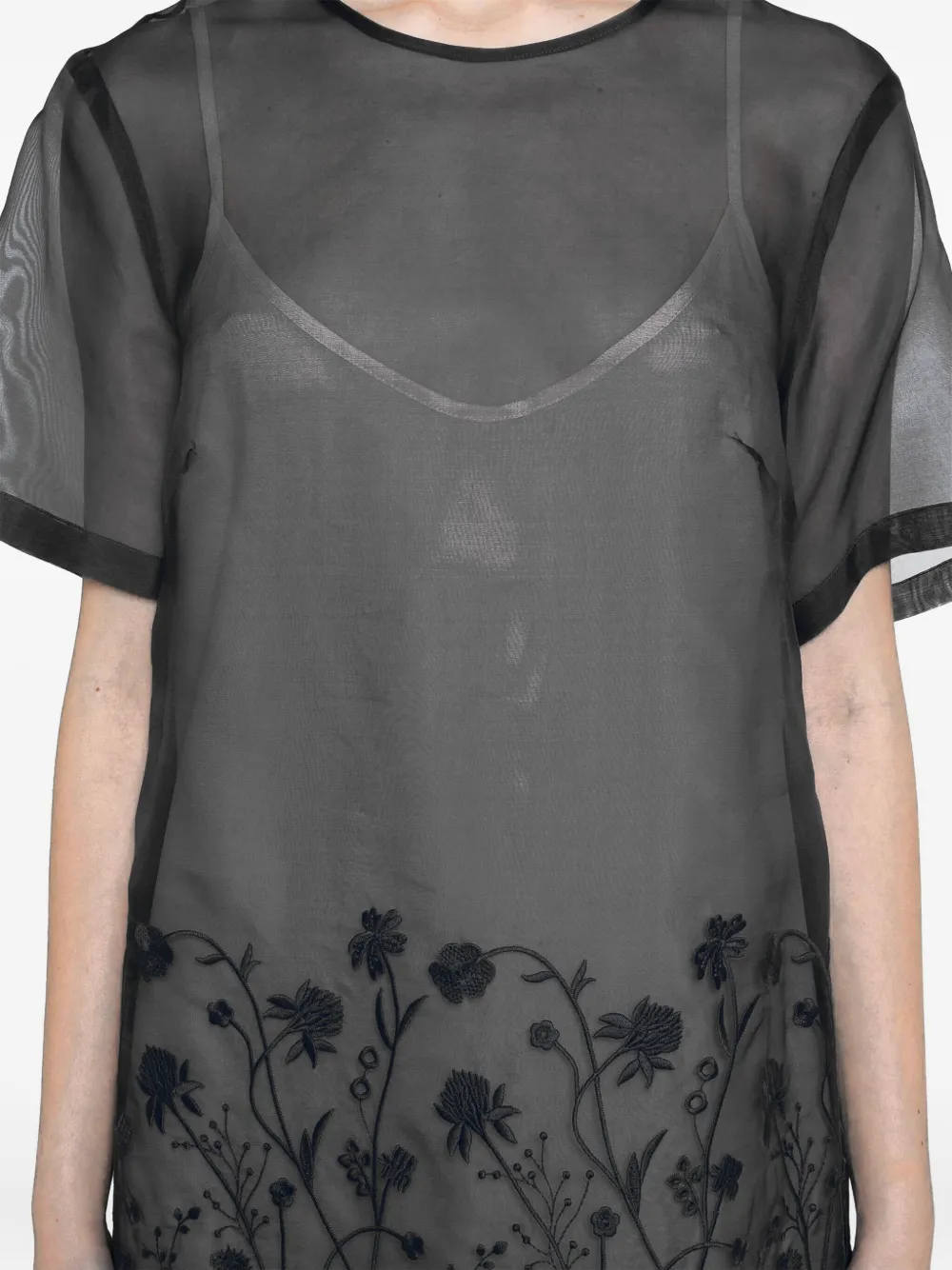 P.A.R.O.S.H. Midi-jurk met bloemdetail Zwart