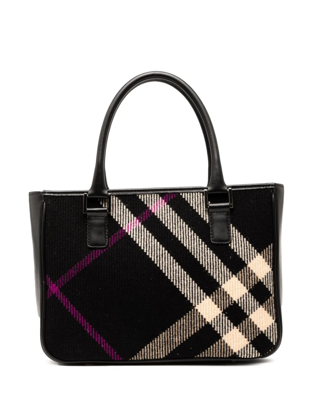 Pre-owned Burberry 2000-2017 Supernova Check Wool Handbag In Black