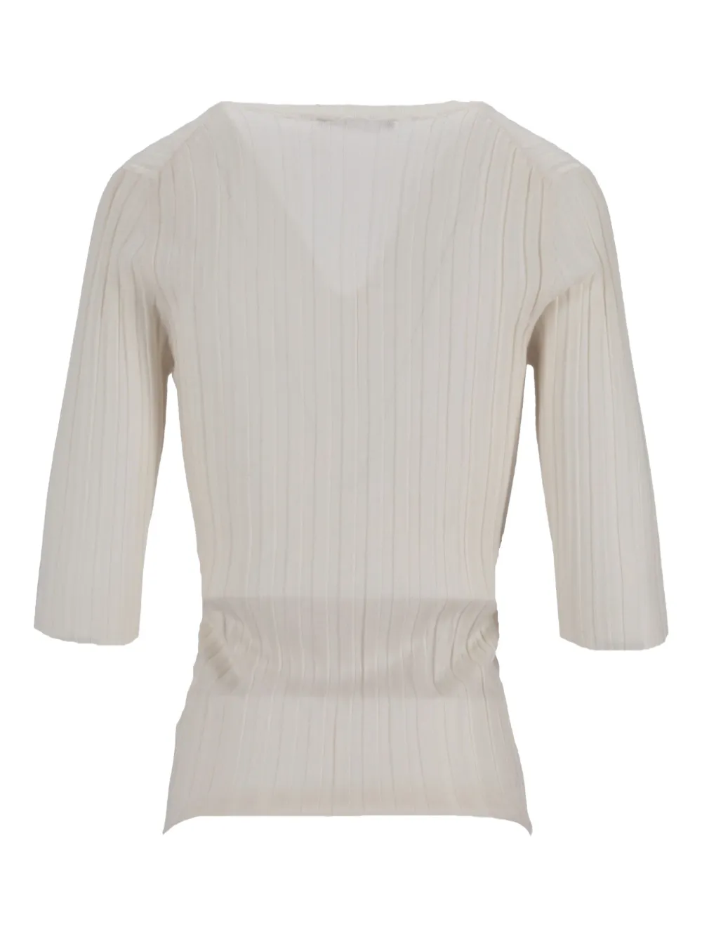 La-Rose Top met V-hals Beige