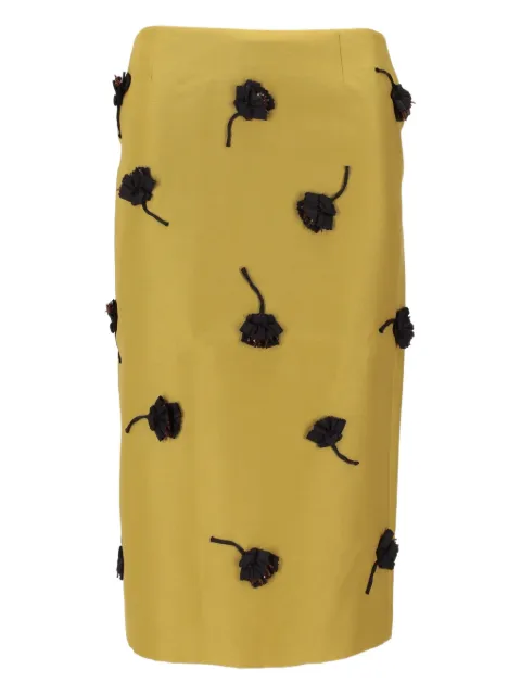 SHUSHU/TONG floral-appliqué midi skirt