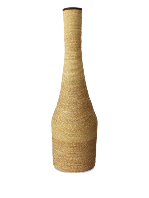 La-Rose raffia leather-trim vase
