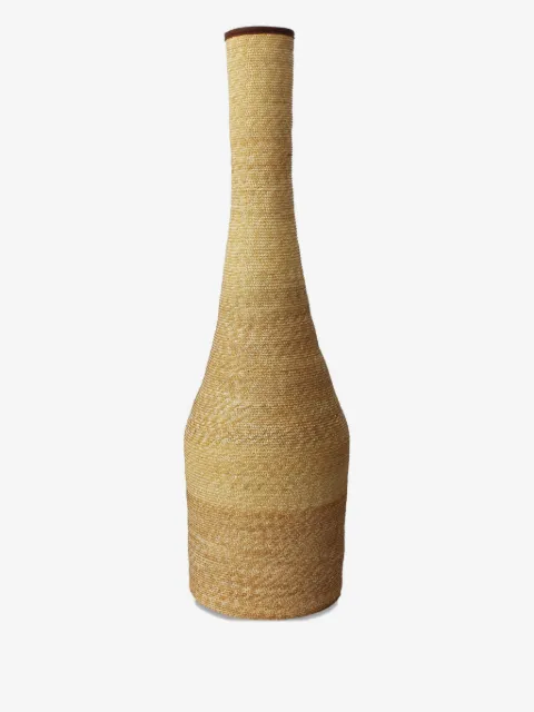 La-Rose raffia leather-trim vase