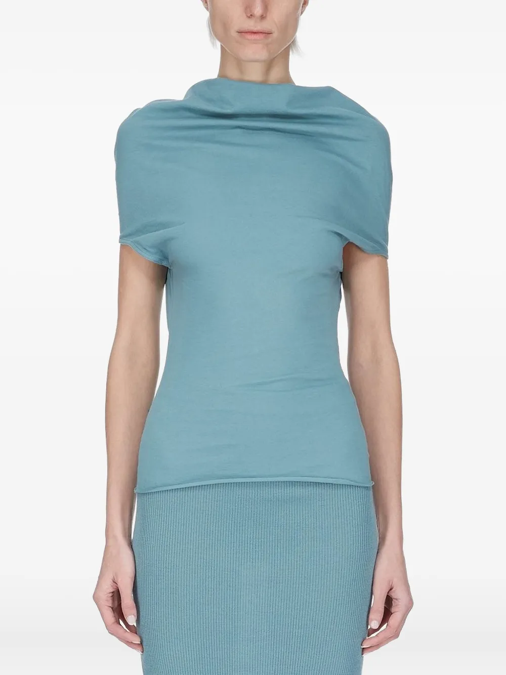 Rick Owens Jersey Shroud T-shirt In Blue