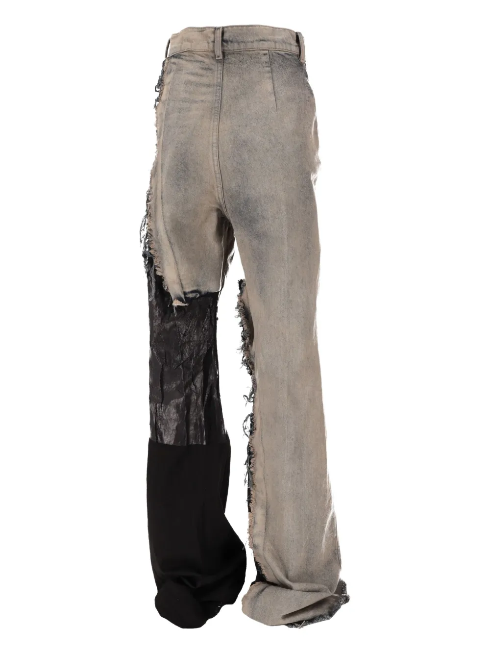 Rick Owens ripped panelled bootcut jeans - Grijs