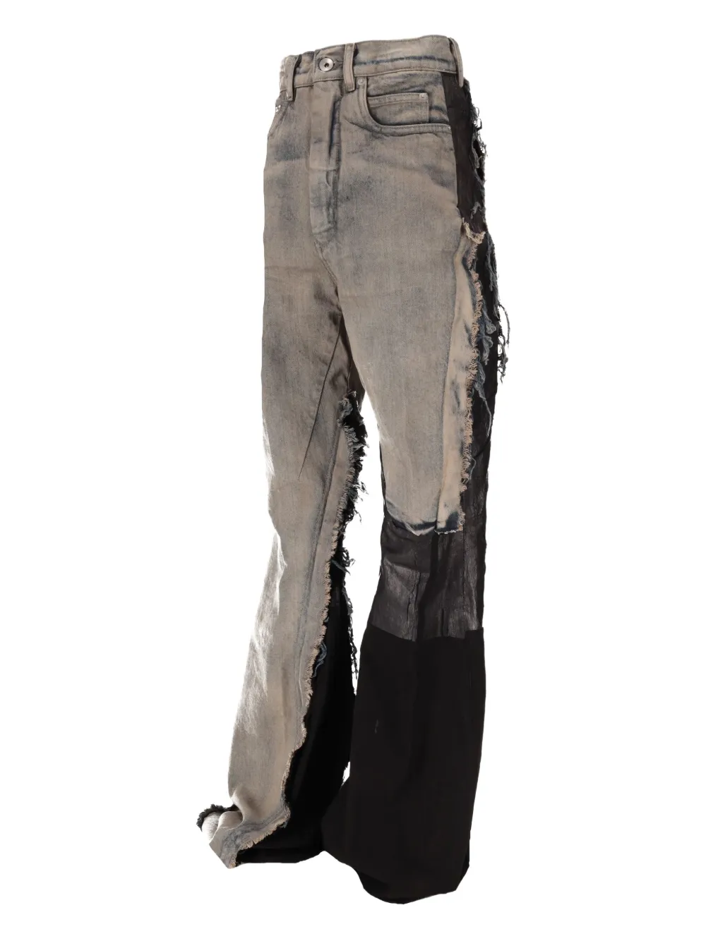 Rick Owens Bootcut Trousers Featuring Frayed Edges In Neutral