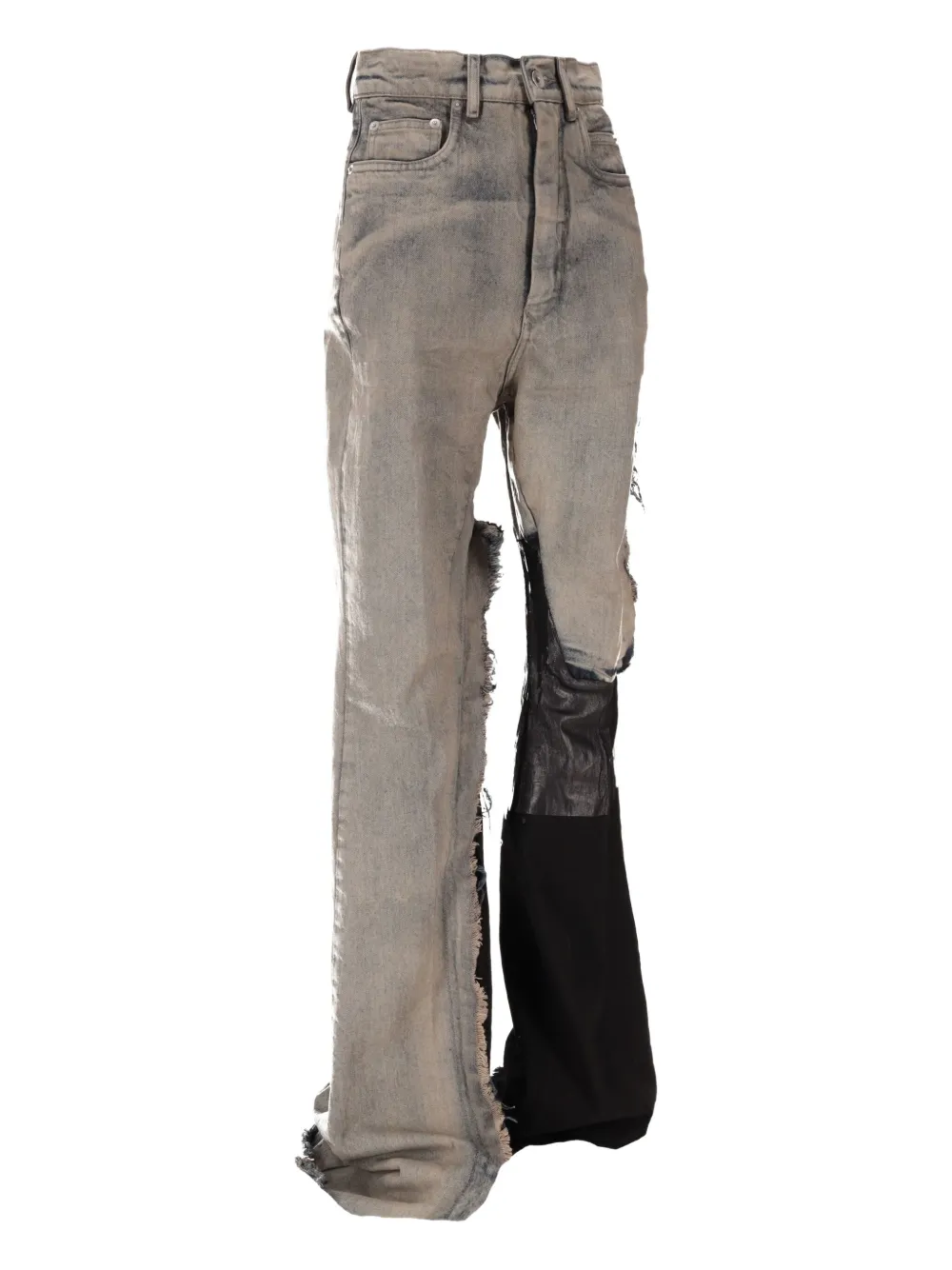 Rick Owens Bootcut Trousers Featuring Frayed Edges In Neutral
