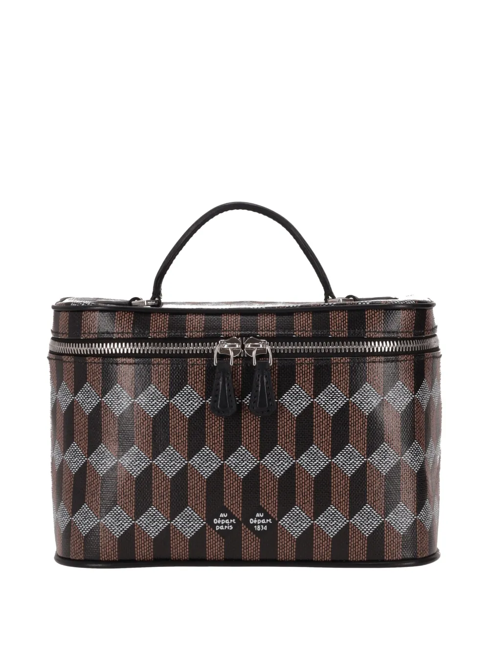 Au Départ Vanity Case 22 geometric make up bag - Marrone