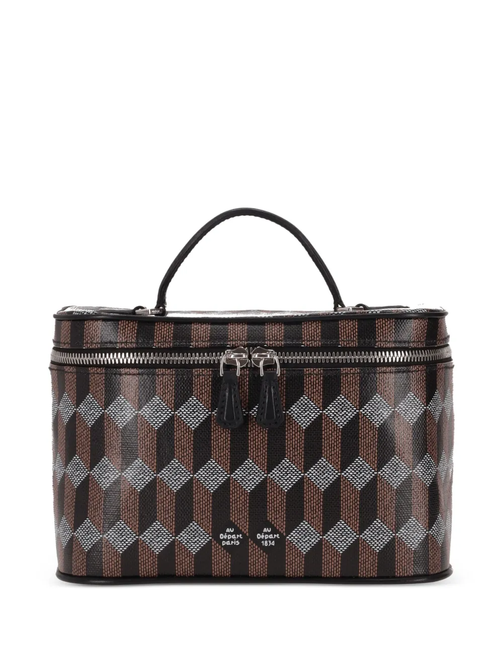 Au Départ Vanity Case 22 geometric make up bag - Marrone