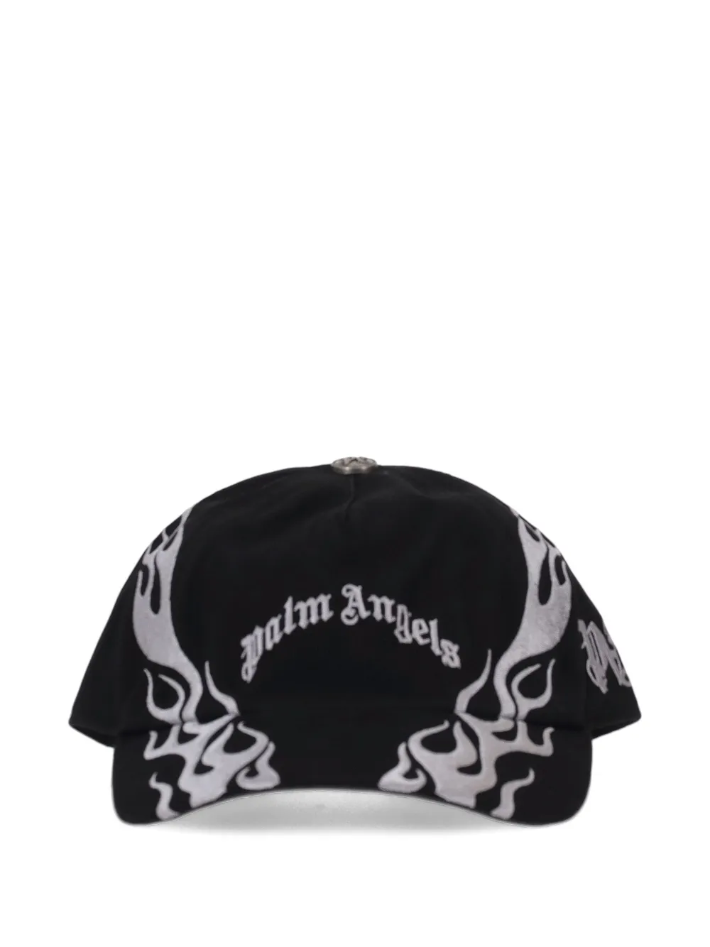 Palm Angels curved logo-flames cap - Zwart