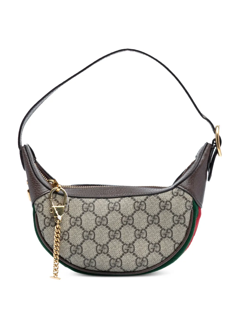 Gucci Pre-Owned 2016-2025 ミニ GGスプリーム ウェブ オフィディア ショルダーバッグ - ブラウン