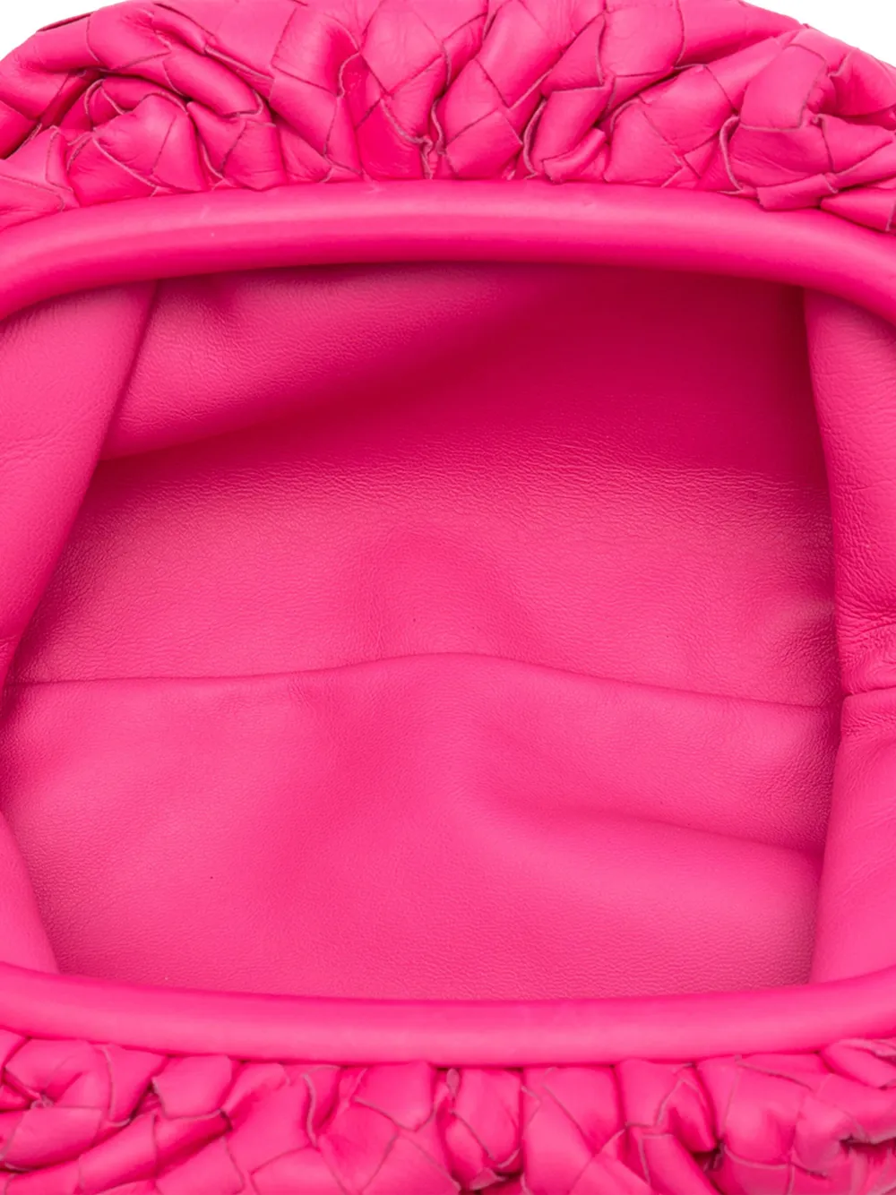 Pre-owned Bottega Veneta 2012-2025 Nappa Intrecciato The Mini Pouch Clutch Bag In Pink