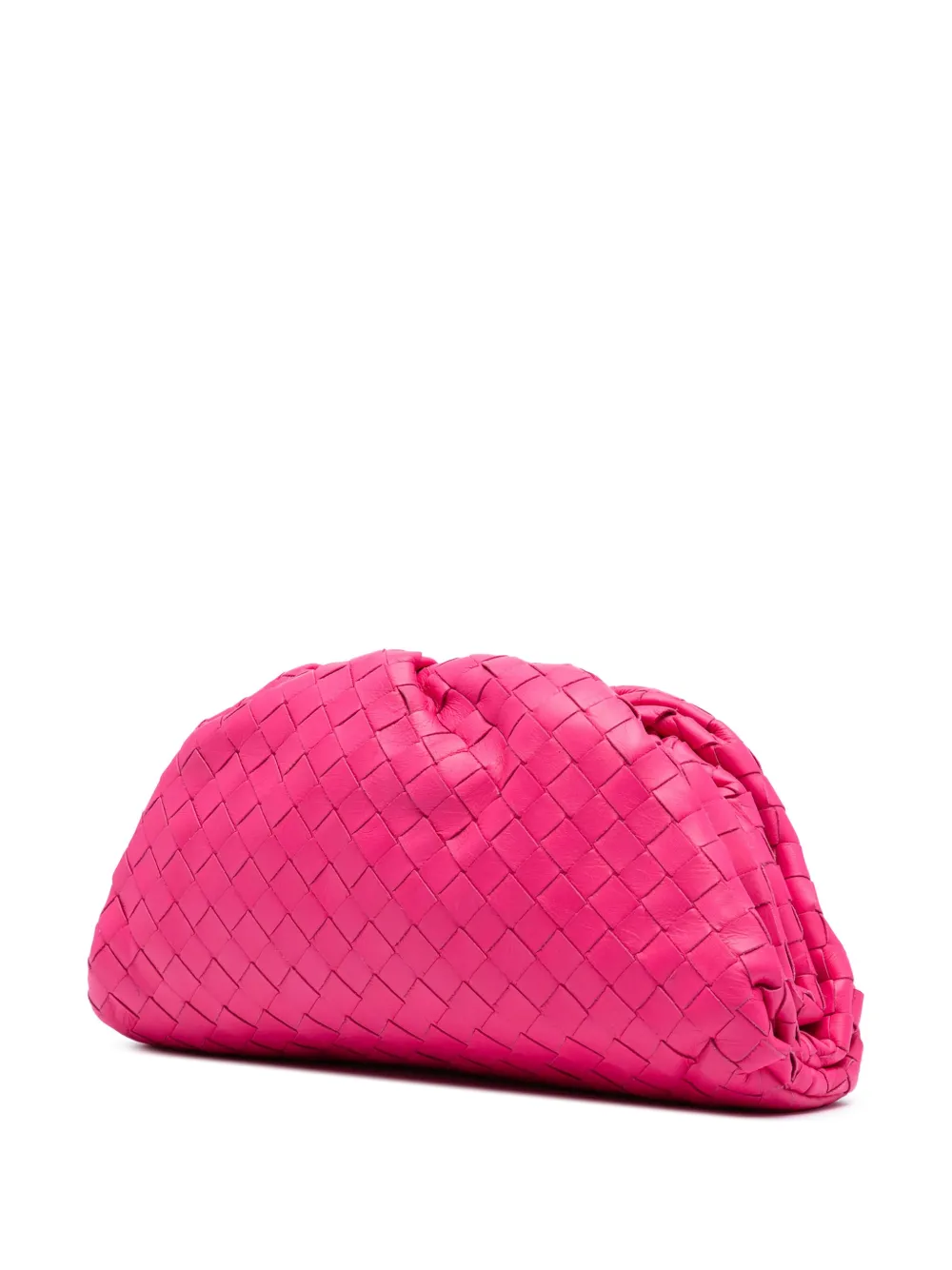 Pre-owned Bottega Veneta 2012-2025 Nappa Intrecciato The Mini Pouch Clutch Bag In Pink