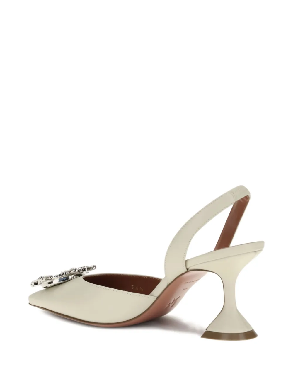 Amina Muaddi 70 mm Begum slingback muiltjes met kristallen Beige