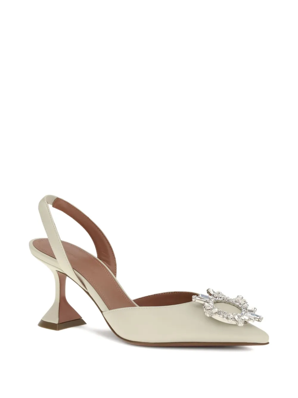 Amina Muaddi 70 mm Begum slingback muiltjes met kristallen Beige