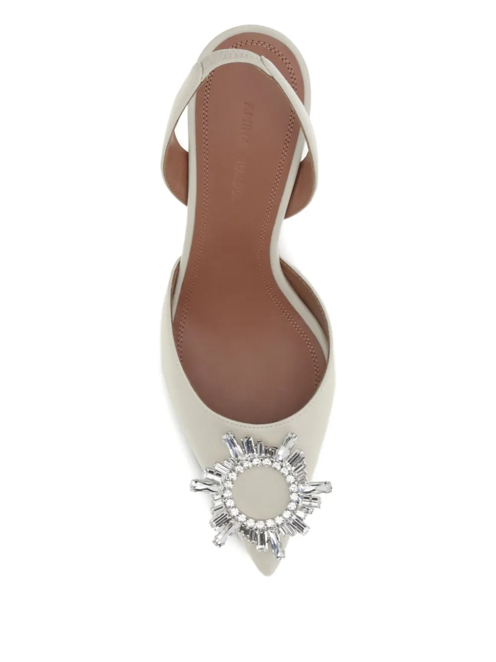 Amina Muaddi 70 mm Begum slingback muiltjes met kristallen Beige