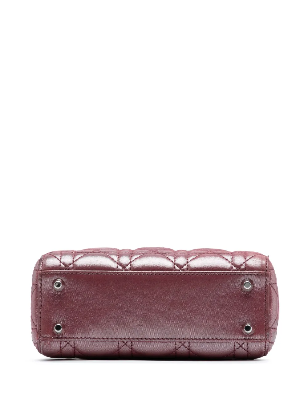 Pre-owned Dior 2015 Mini Iridescent Lambskin Cannage Lady  Satchel In Pink