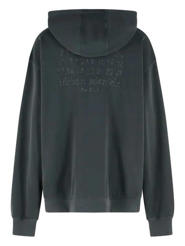 Maison Margiela zip-up Drawstring Hoodie | Grey | FARFETCH