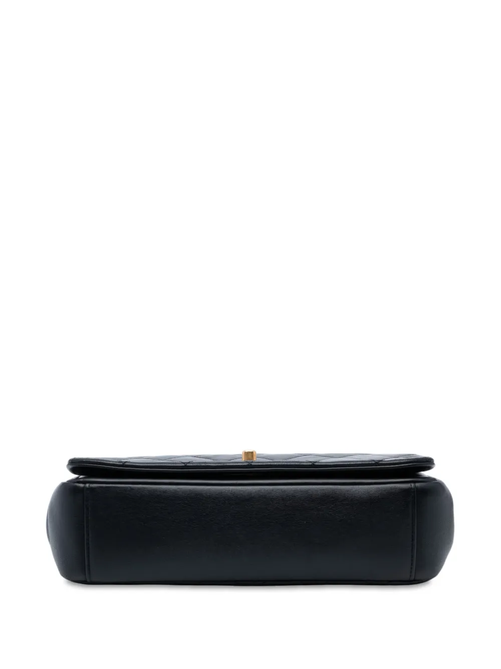 Pre-owned Chanel 2021-2025 Quilted Lambskin On And On Chain Flap Shoulder Bag In Black