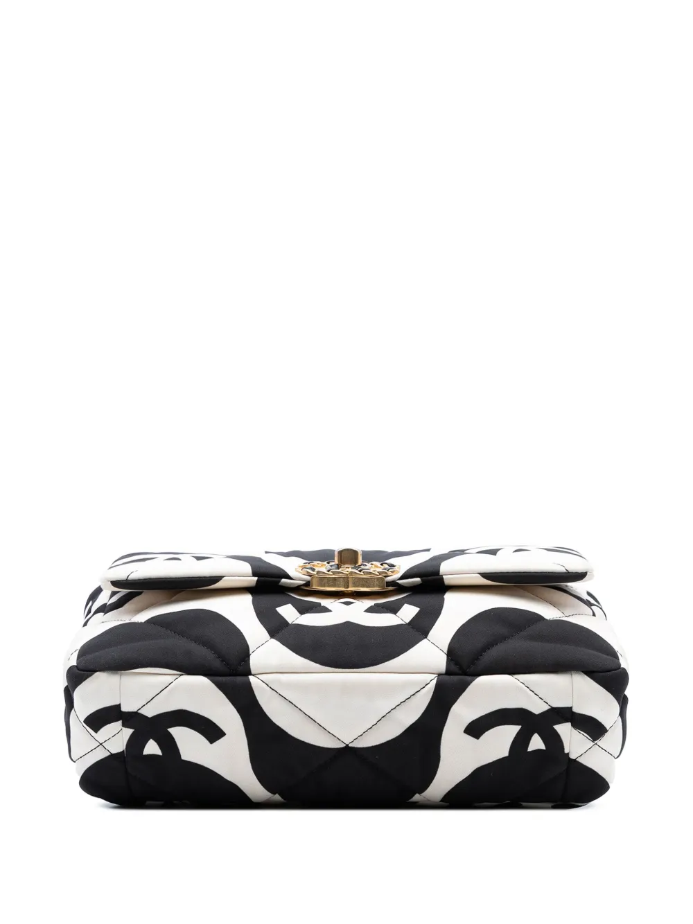 Pre-owned Chanel 2021 Medium Printed Silk 19 Flap Satchel In White