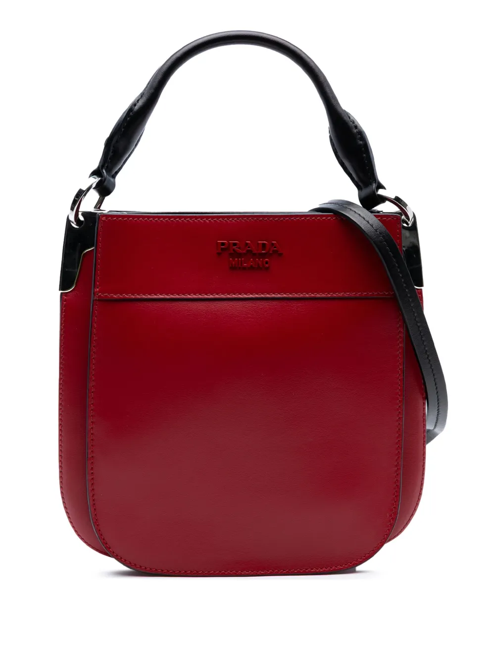 Pre-owned Prada 2010-2025 Small City Calf Margit Satchel In Red