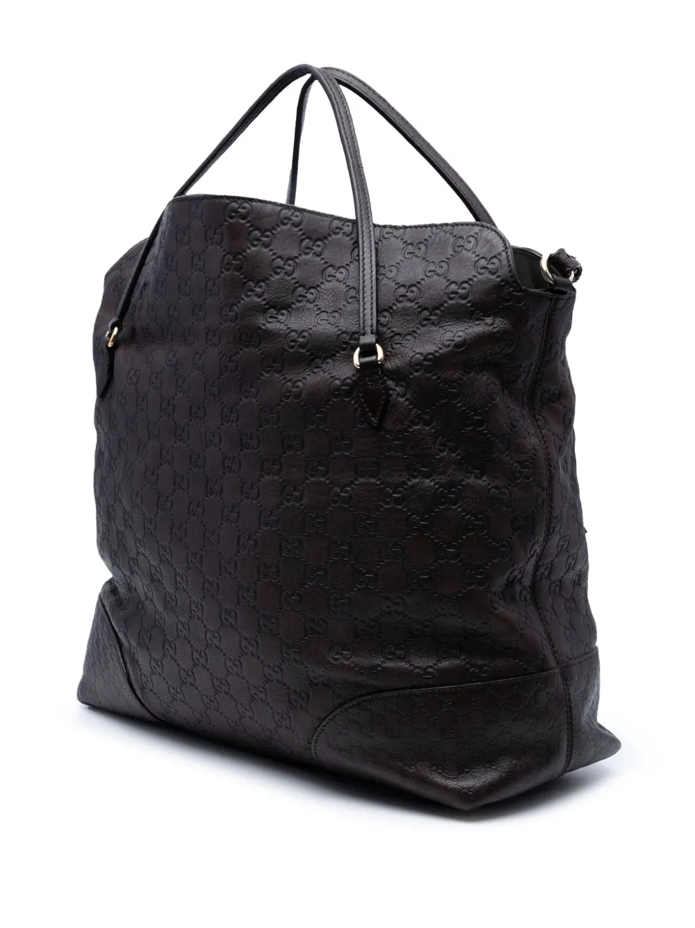 Pre-owned Gucci 2016-2025 Large Ssima Bree Fold Over Tote Satchel In Brown
