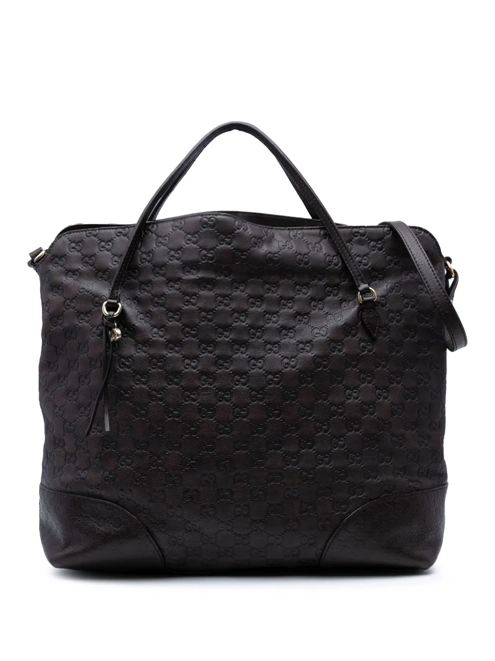 Pre-owned Gucci 2016-2025 Large Ssima Bree Fold Over Tote Satchel In Brown