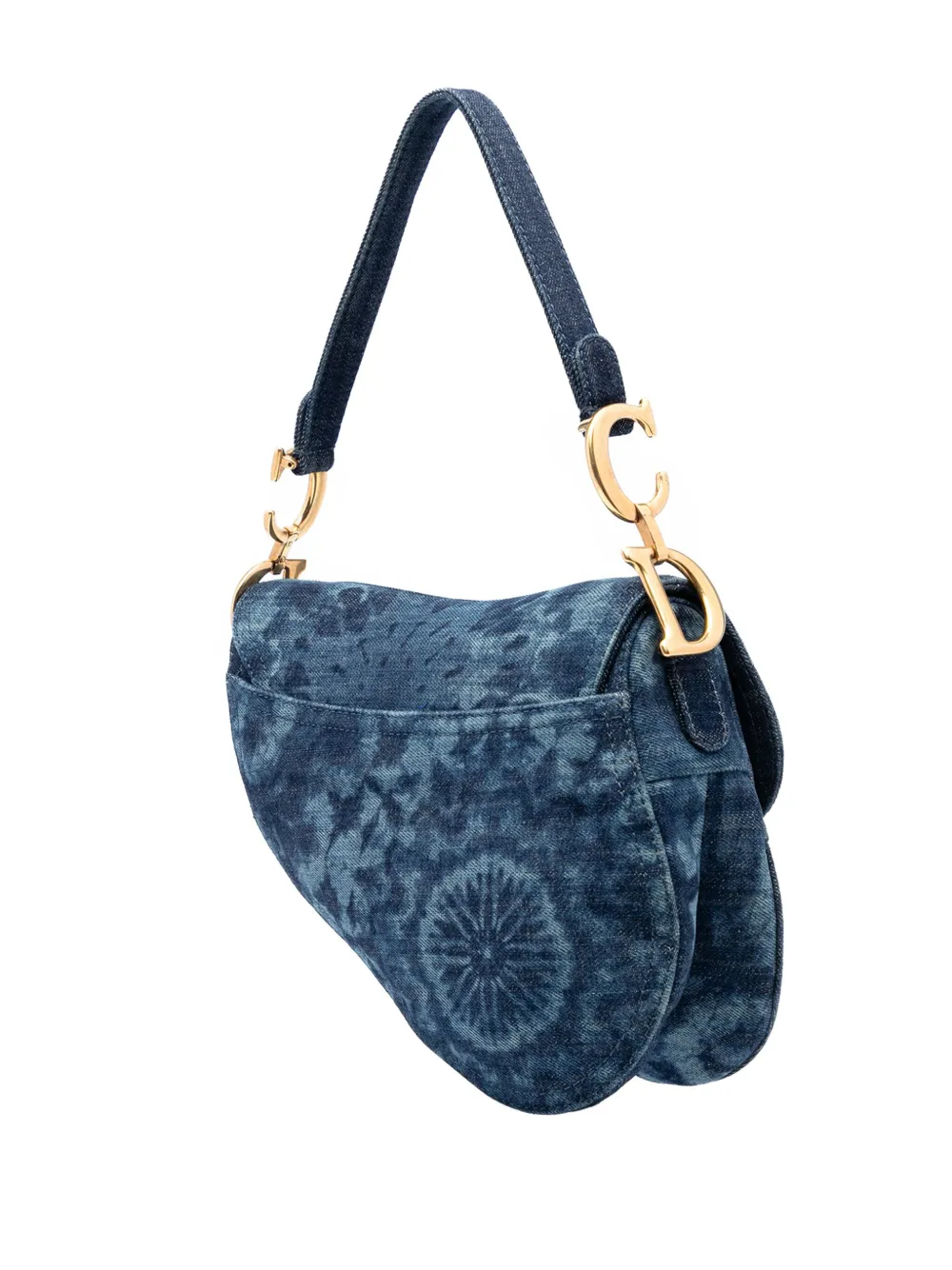 Pre-owned Dior 2019 Denim Tie Dye Saddle Bag Shoulder Bag In Blue