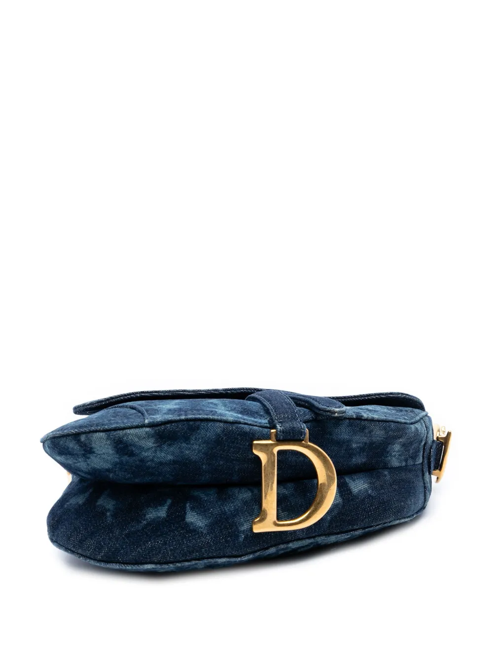 Pre-owned Dior 2019 Denim Tie Dye Saddle Bag Shoulder Bag In Blue