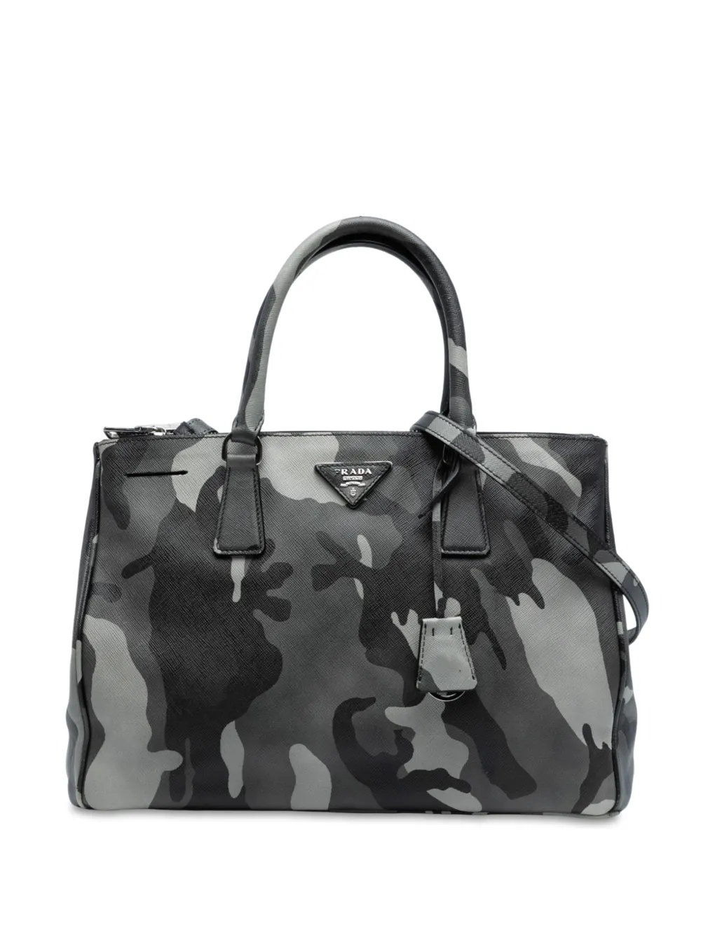 Prada Pre-Owned 2010-2025 ミディアム サフィアーノ ルクス ガレリア ダブルジップ サッチェルバッグ - グレー Prada Pre-Owned 2010-2025 ミディアム サフィアーノ ルクス ガレリア ダブルジップ サッチェルバッグ - グレー
