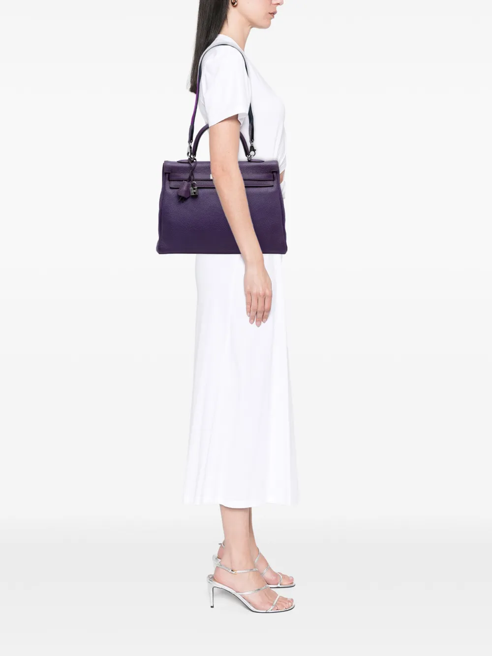 Pre-owned Hermes 2013 Togo Kelly Ii Retourne 35 Satchel In Purple