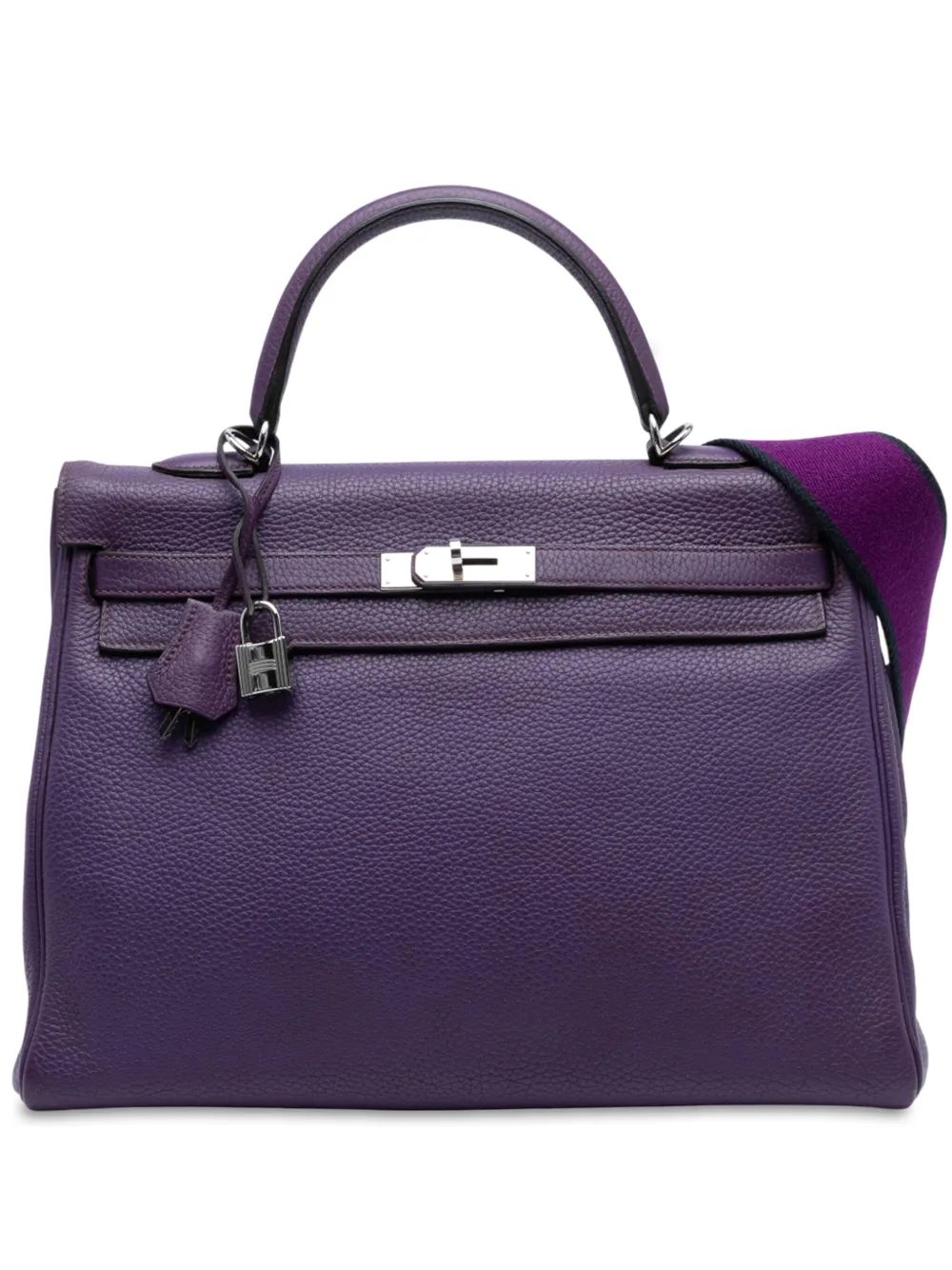 Pre-owned Hermes 2013 Togo Kelly Ii Retourne 35 Satchel In Purple