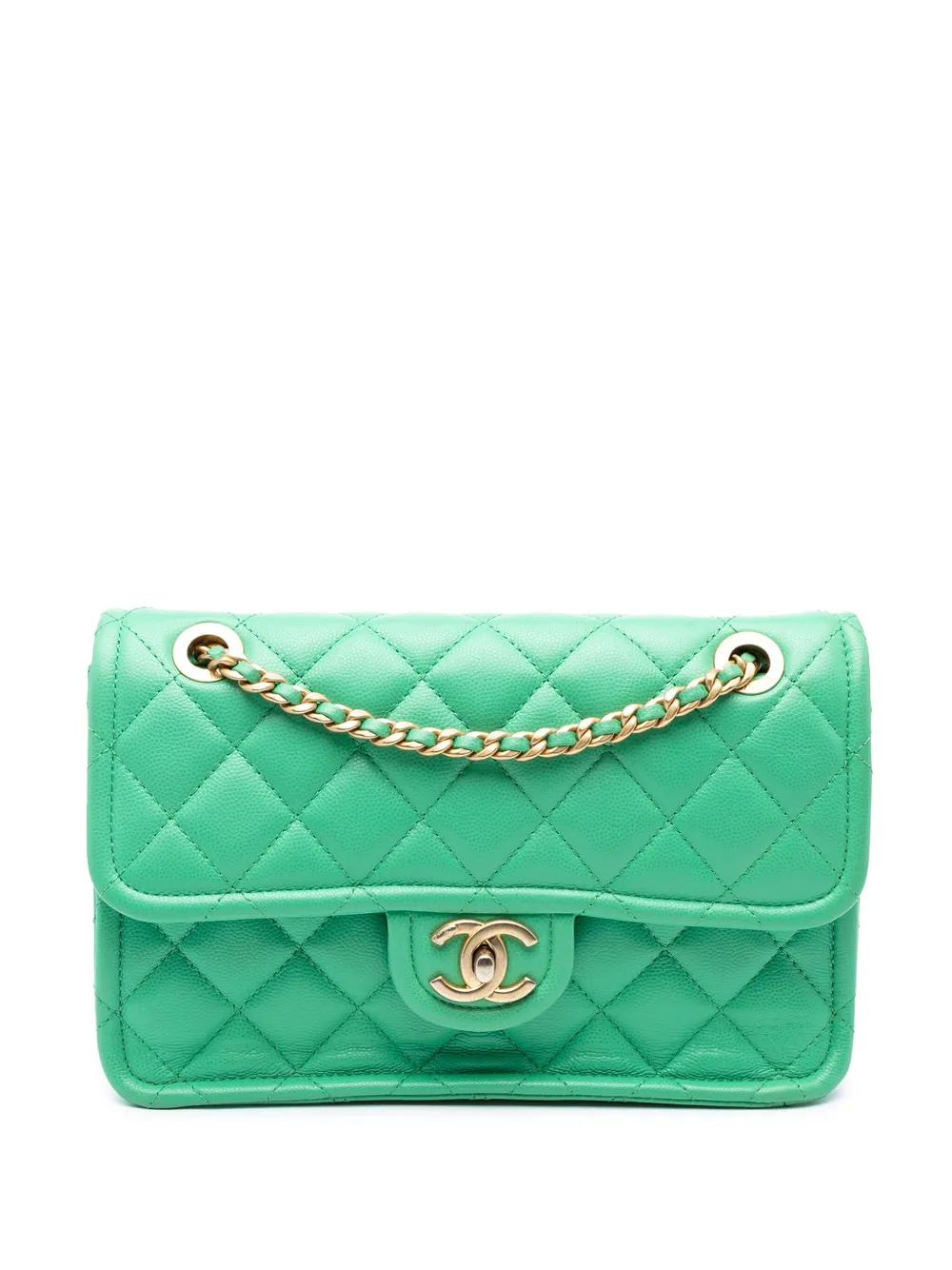 CHANEL Pre-Owned 2021 ミディアム マトラッセ キャビア スウィート フラップ ショルダーバッグ - グリーン CHANEL Pre-Owned 2021 ミディアム マトラッセ キャビア スウィート フラップ ショルダーバッグ - グリーン