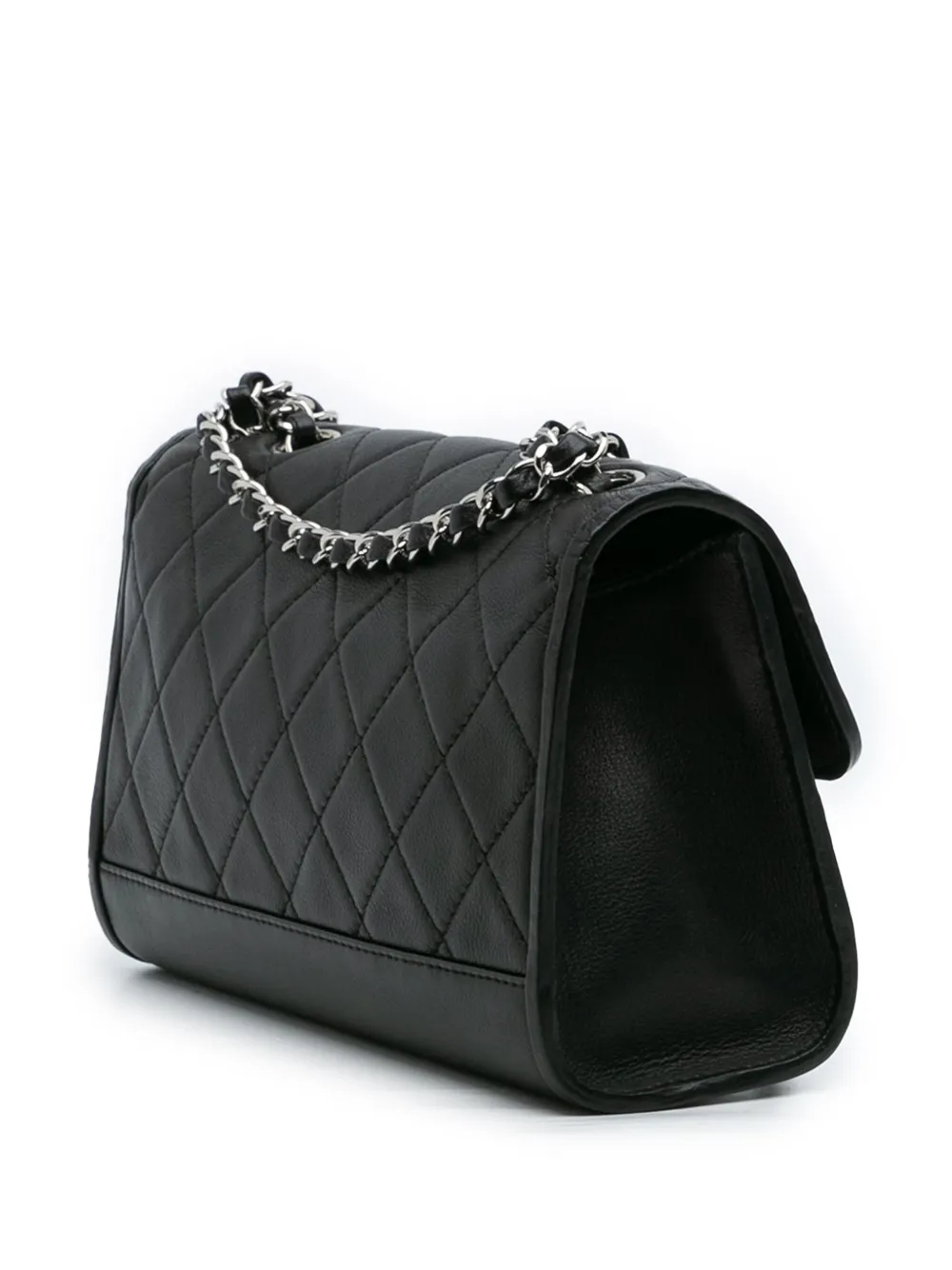 Pre-owned Chanel 2014 Cc Quilted Lambskin Single Flap Crossbody Bag In Black